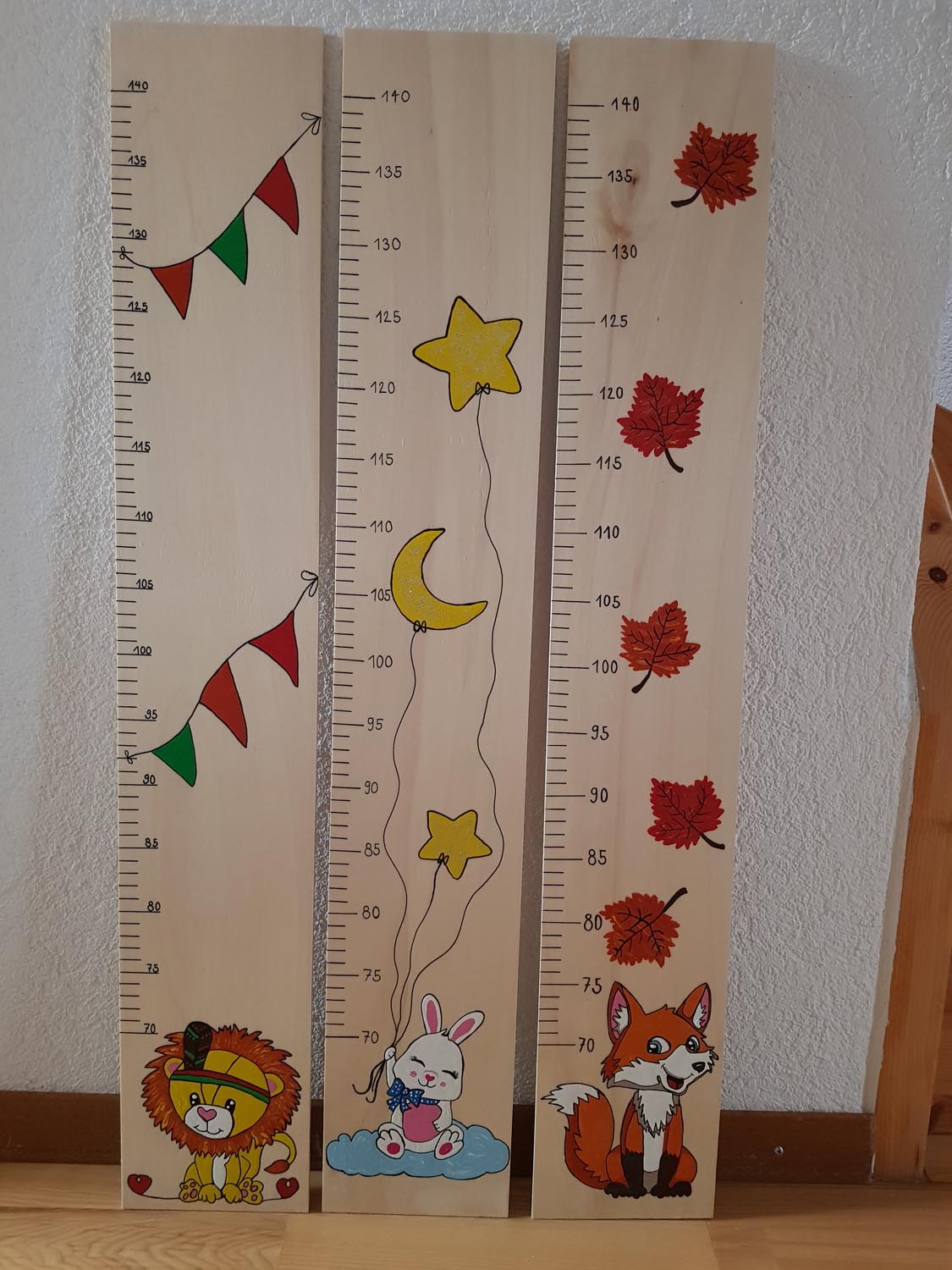 Handgemachte Kindermesslatten aus Bern - Sterne, Fuchs