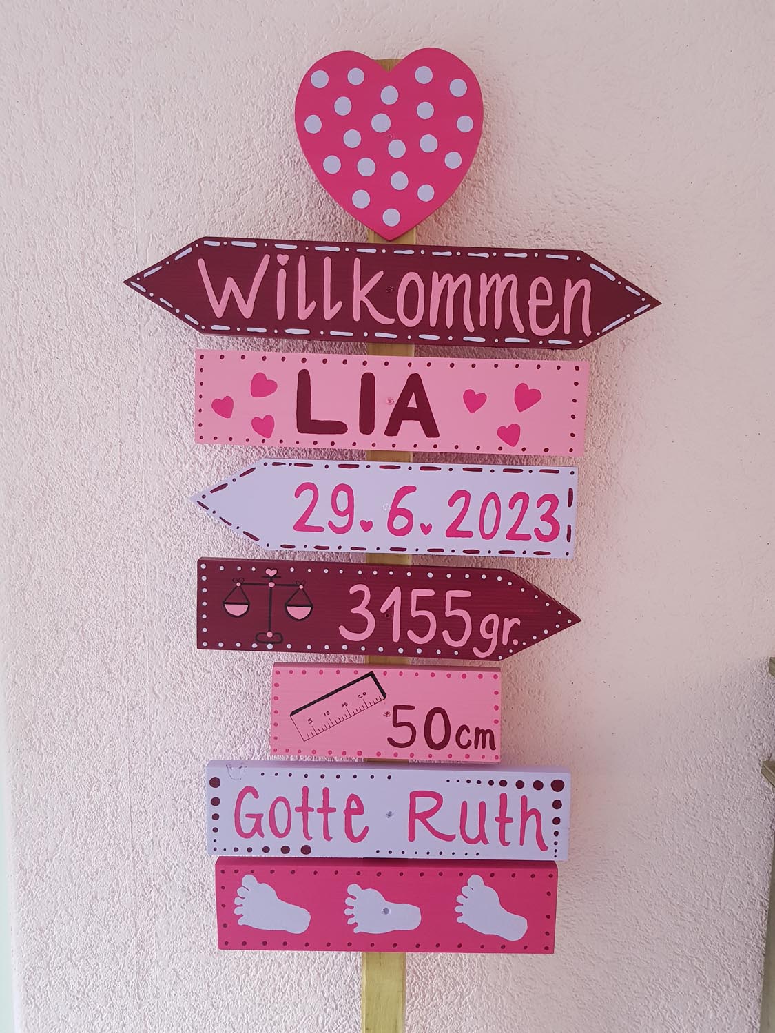Handgemachte Geburtswegweiser aus Bern