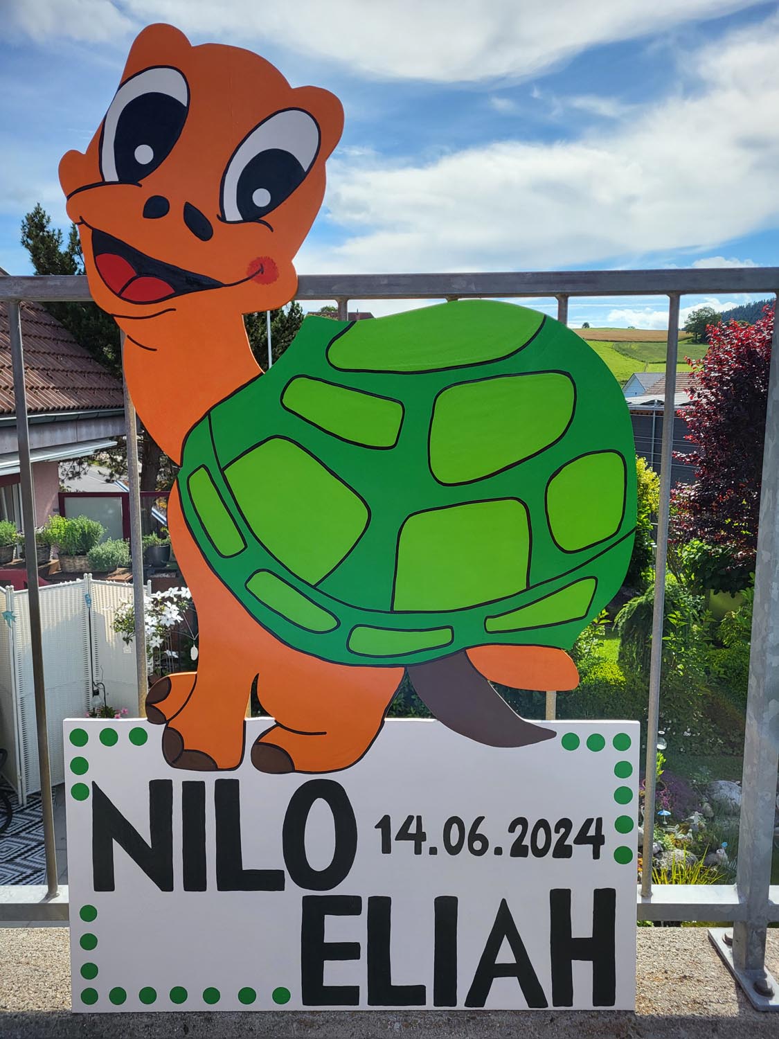 Handgemachte Geburtstafel aus Bern - Schildkröte