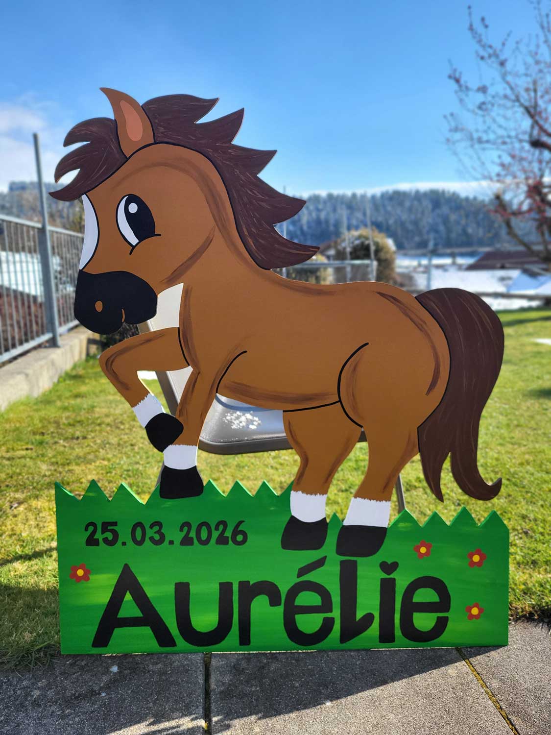 Handgemachte Geburtstafel aus Bern - Pferd
